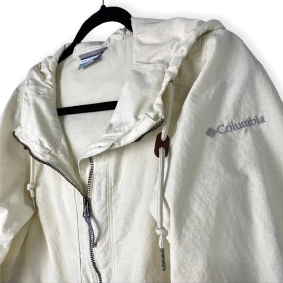 Columbia Off White / Cream Zip Up Hooded Jacket with Waist Drawstring - Picture 3 of 13